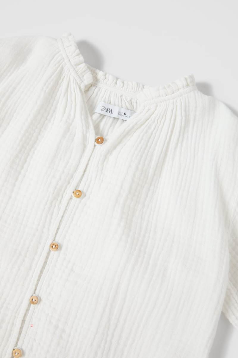 ZARA OVERSIZE TEXTURED Blusar Tjej Grå Vita | BXZDW-0657