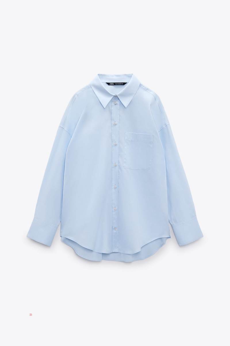 ZARA OXFORD Skjorta Dam Ljusblå | CXWAK-9617