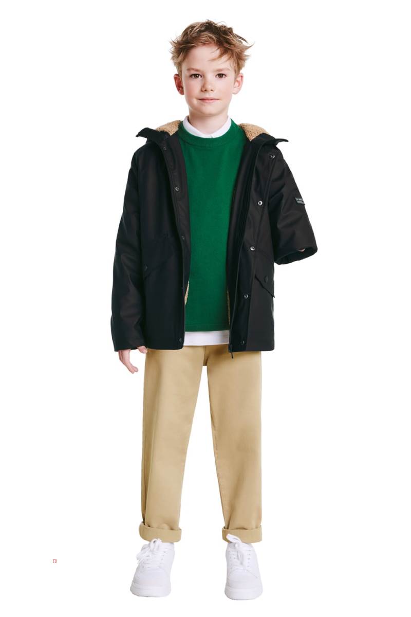 ZARA PADDED RUBBERISED PARKA WITH FAUX SHEARLING Vinterjackor Pojke Svarta | KNJQG-6820