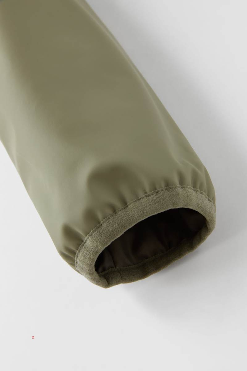 ZARA PADDED RUBBERISED PARKA WITH FAUX SHEARLING Vinterjackor Pojke Ljuskhaki | VWCDF-1805