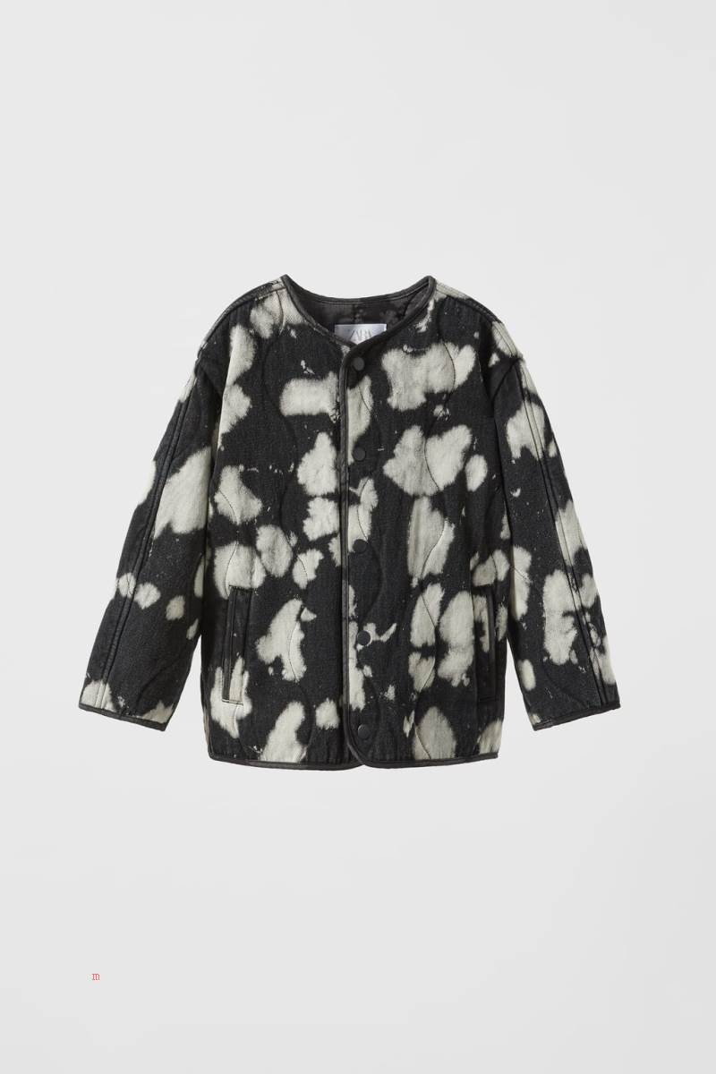 ZARA PADDED TIE-DYE Jeansjacka Pojke Svarta | BTUNH-9372