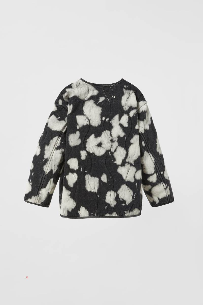 ZARA PADDED TIE-DYE Jeansjacka Pojke Svarta | BTUNH-9372