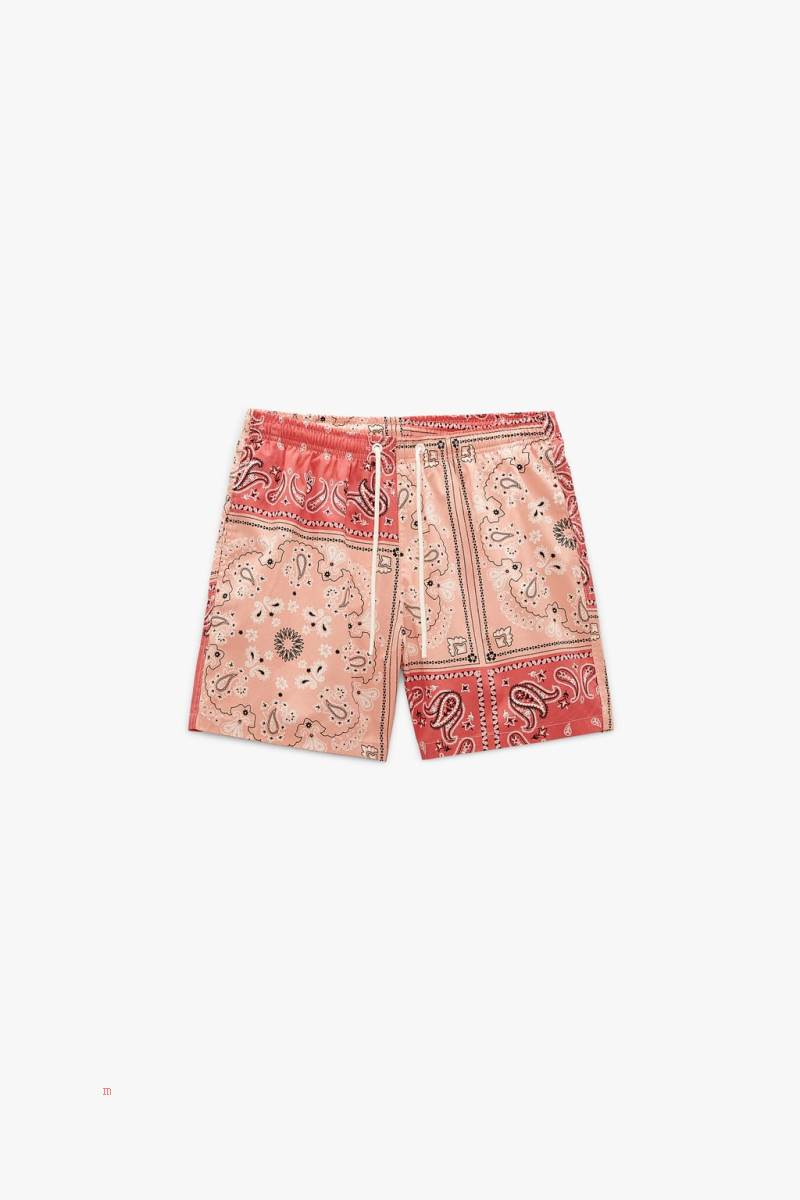ZARA PAISLEY PRINT SWIMMING TRUNKS Badkläder Herr Röda | XRNMH-9024