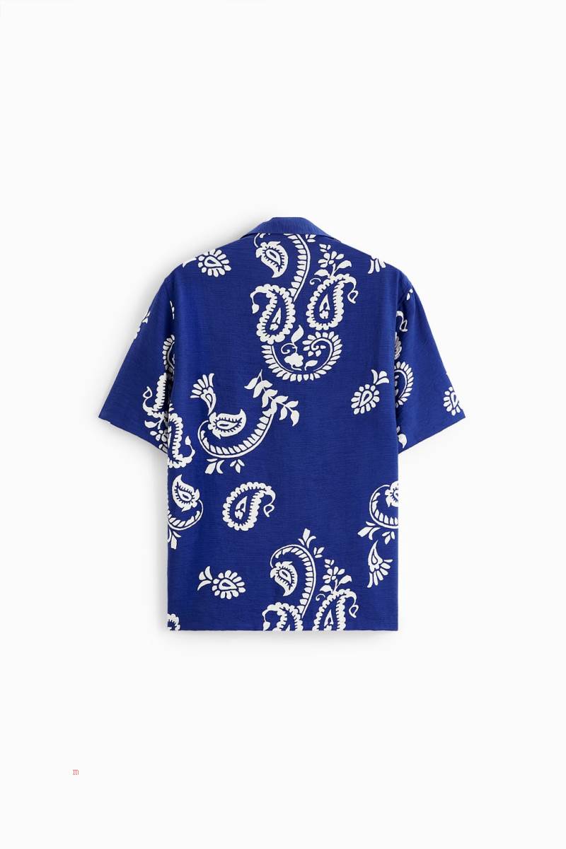 ZARA PAISLEY PRINT Skjorta Herr Blå | LZYHM-5094