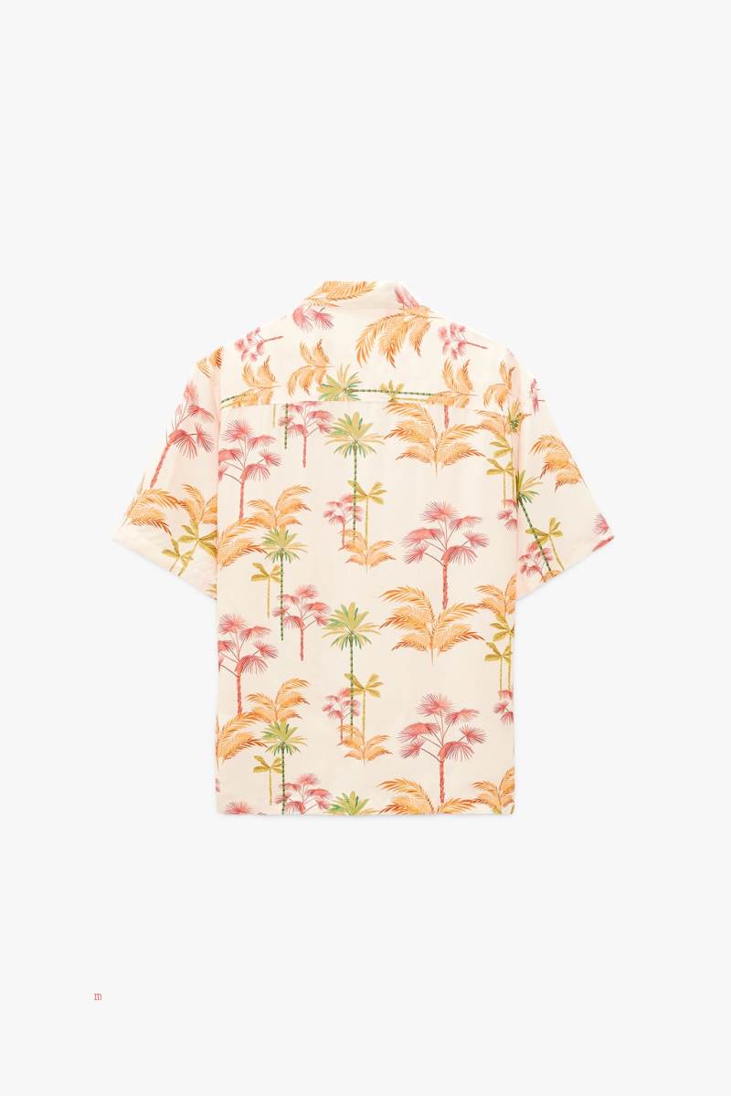 ZARA PALM TREE PRINT Skjorta Herr Vita | VPOZA-3694
