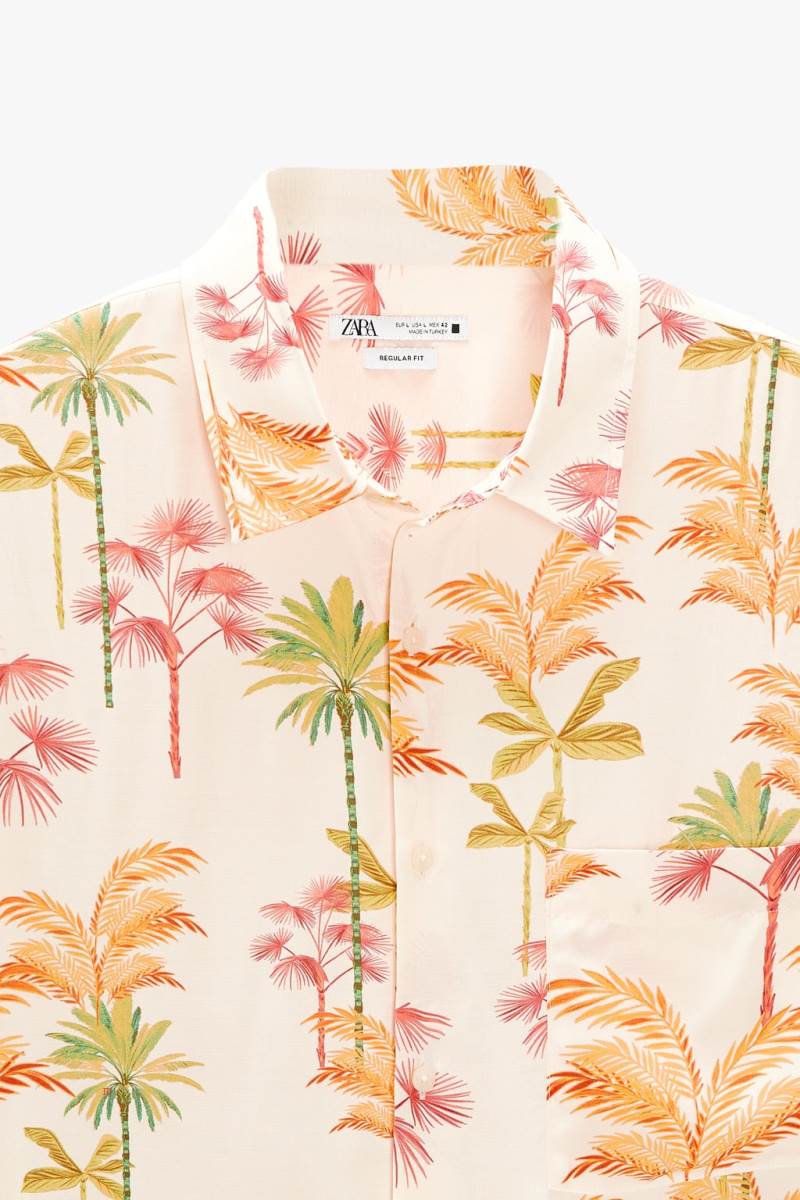 ZARA PALM TREE PRINT Skjorta Herr Vita | VPOZA-3694