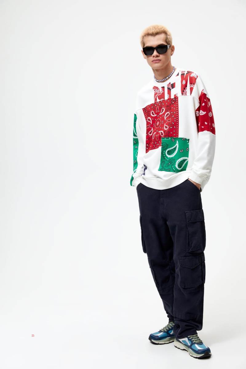 ZARA PATCHWORK BANDANA Sweatshirt Herr Vita | EUCHS-5812