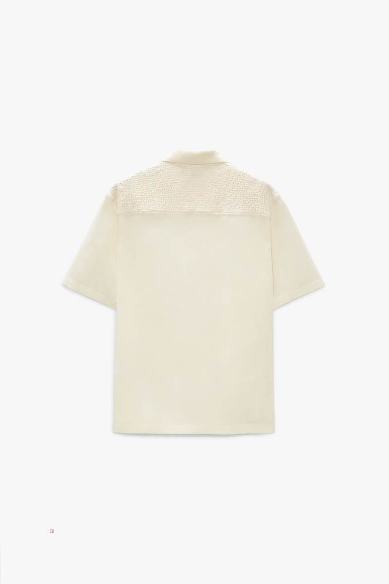 ZARA PATCHWORK CROCHET Skjorta Herr Grå Vita | LUHJW-1645
