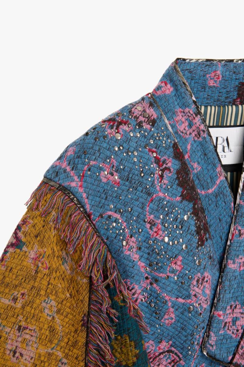 ZARA PATCHWORK PONCHO Jacka Dam Gröna | DIWXR-9407