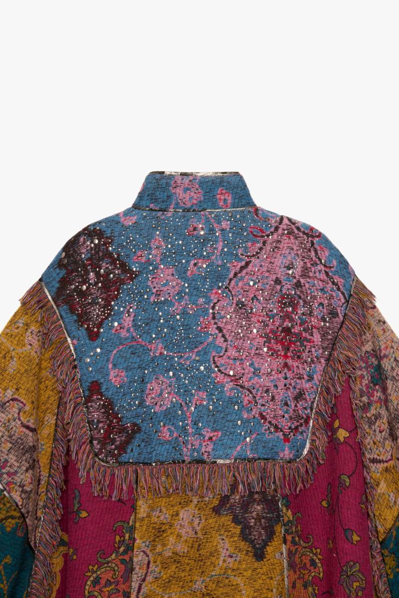 ZARA PATCHWORK PONCHO Jacka Dam Gröna | DIWXR-9407