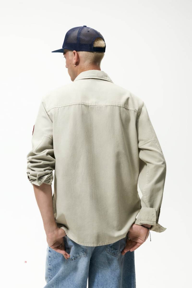 ZARA PATCH Övertröja Herr Ljuskhaki | VFRCX-8974