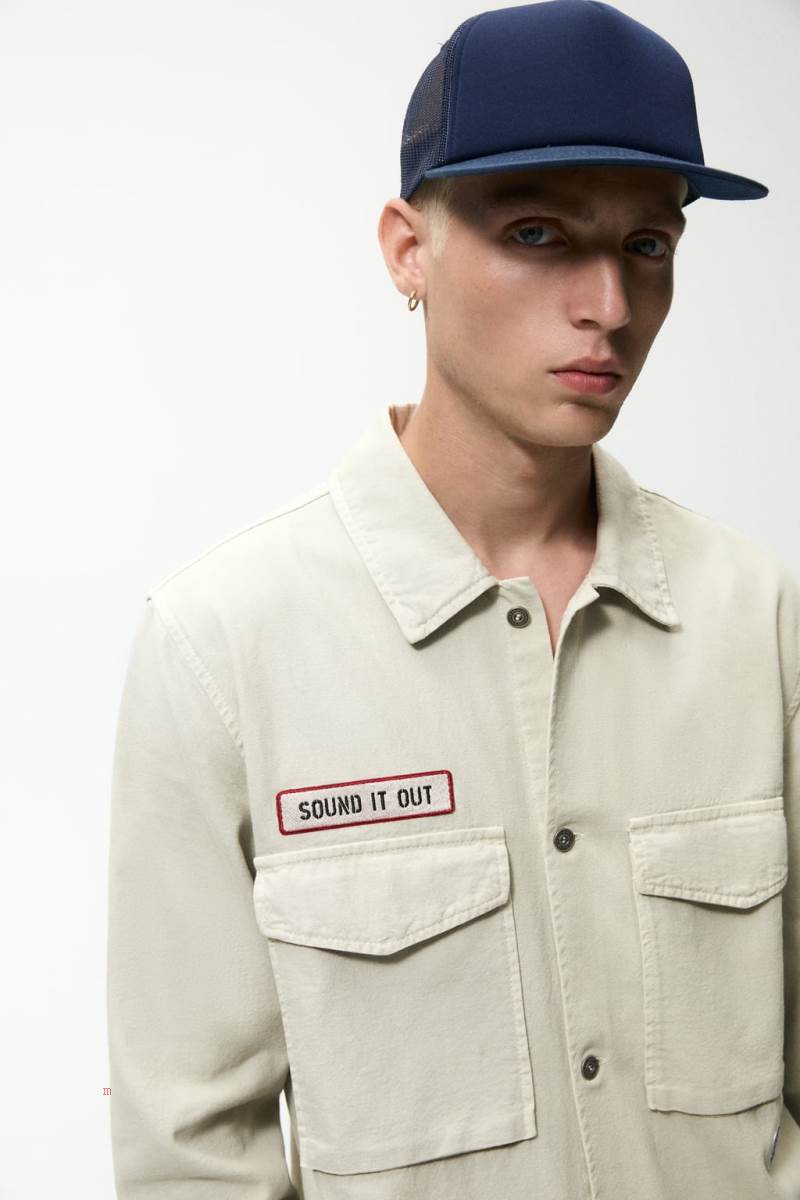 ZARA PATCH Övertröja Herr Ljuskhaki | VFRCX-8974