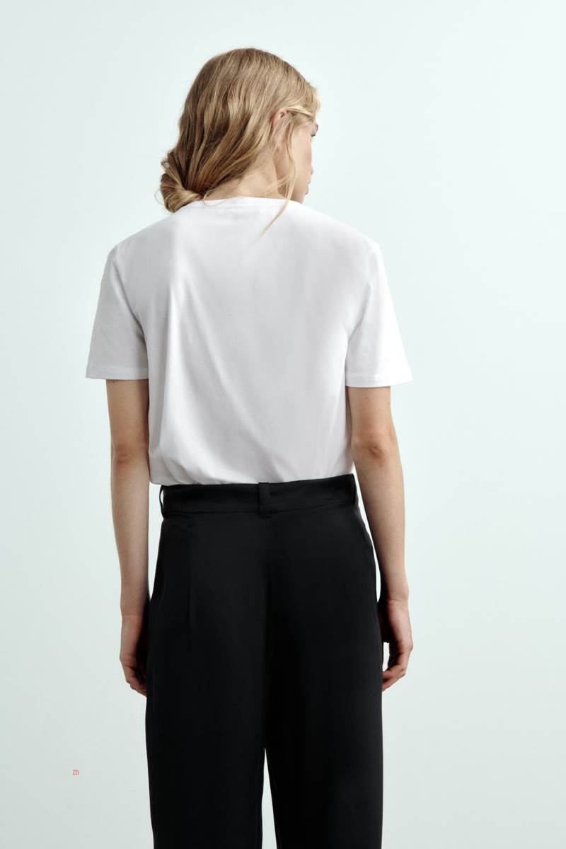 ZARA PEARLS T-shirt Dam Vita | NMPEU-2059