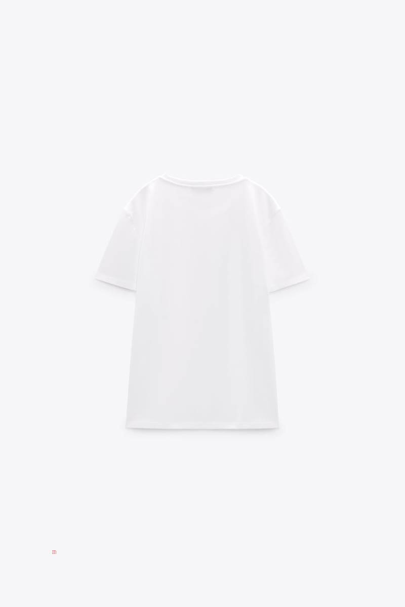 ZARA PEARLS T-shirt Dam Vita | NMPEU-2059