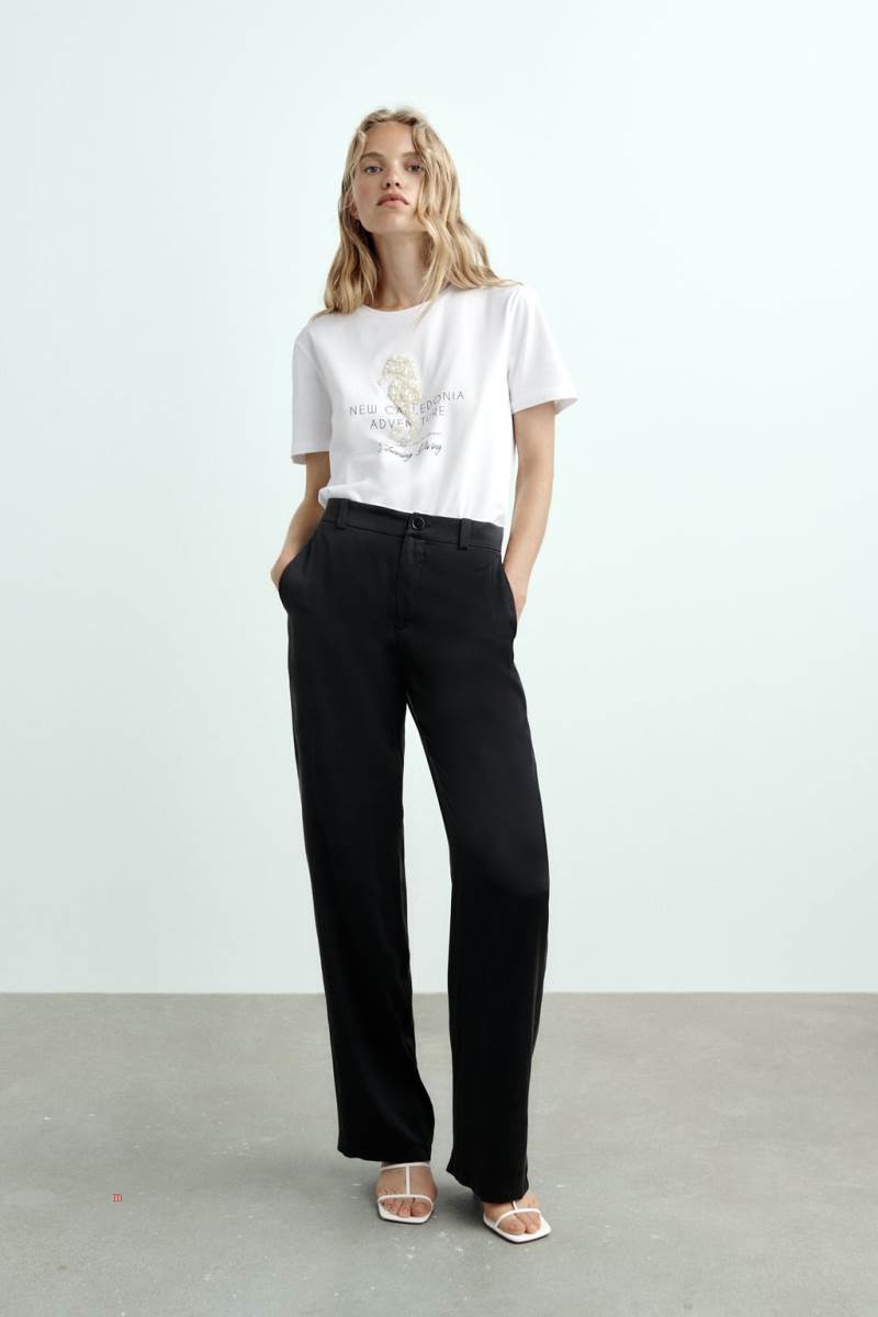 ZARA PEARLS T-shirt Dam Vita | NMPEU-2059