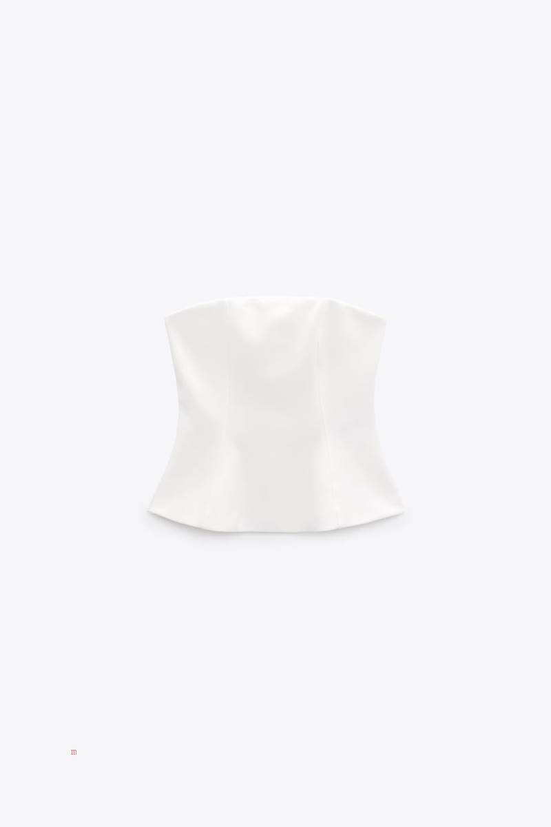 ZARA PEPLUM TOP Korsett Dam Vita | HEJSC-8074