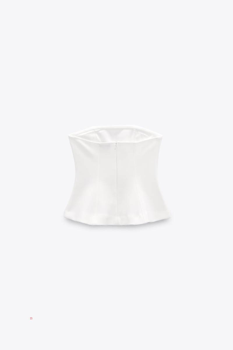 ZARA PEPLUM TOP Korsett Dam Vita | HEJSC-8074