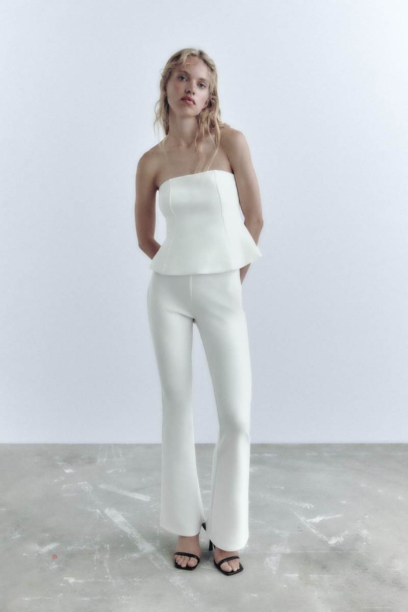 ZARA PEPLUM TOP Korsett Dam Vita | HEJSC-8074