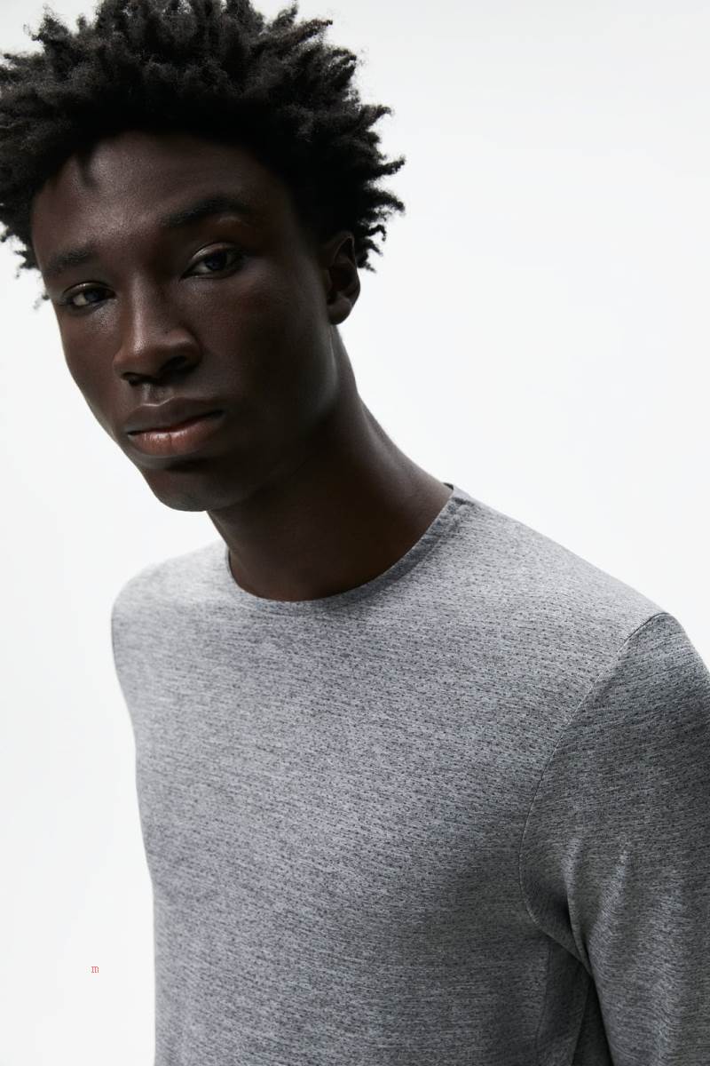 ZARA PERFORATED TECHNICAL TOP Sweatshirt Herr Grå | WNVKM-7023