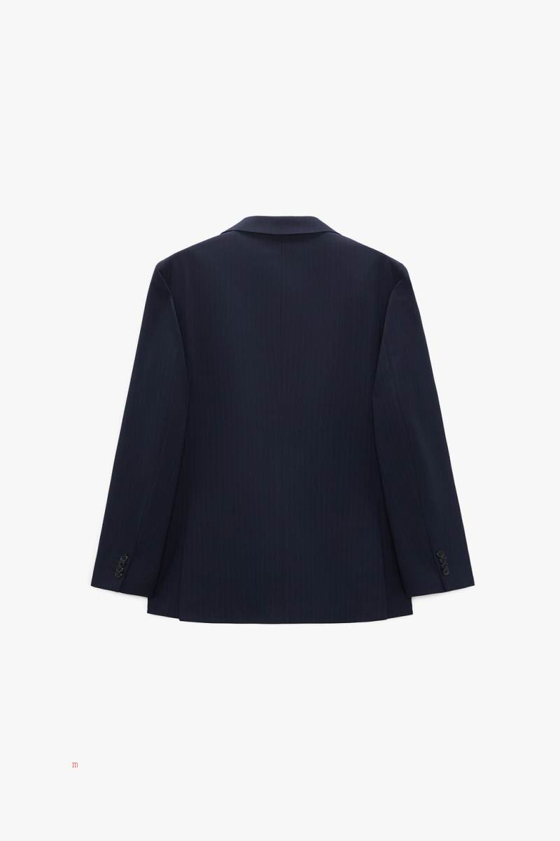 ZARA PINSTRIPED SUIT Blazers Herr Marinblå Blå | FYGQX-5461