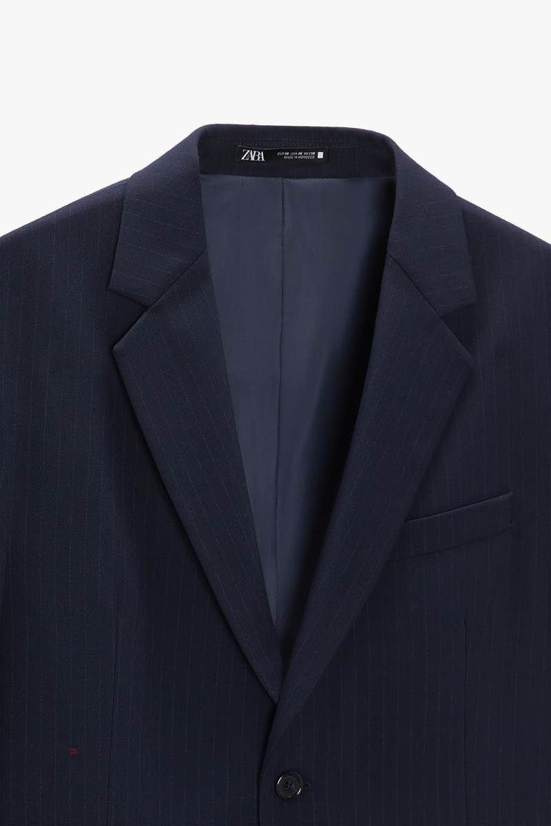 ZARA PINSTRIPED SUIT Blazers Herr Marinblå Blå | FYGQX-5461
