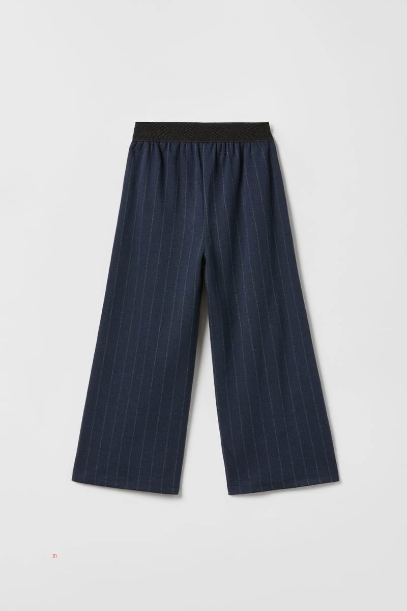 ZARA PINSTRIPE CULOTTES WITH PIPING Byxor Tjej Marinblå Blå | YPHKM-4758
