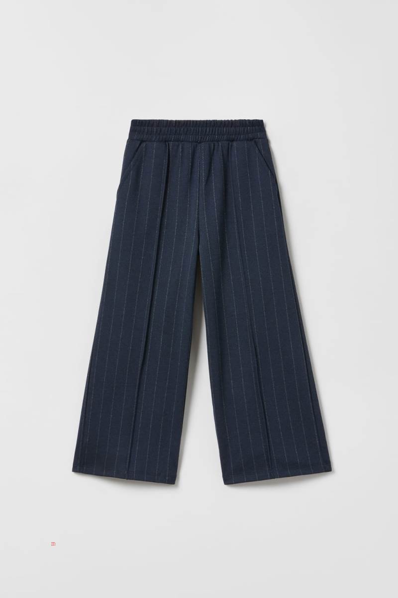 ZARA PINSTRIPE CULOTTES WITH PIPING Byxor Tjej Marinblå Blå | YPHKM-4758