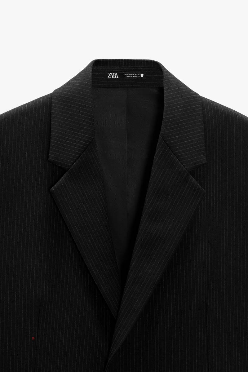 ZARA PINSTRIPE SUIT Blazers Herr Svarta | VATNS-0763