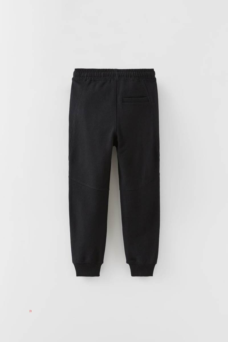 ZARA PIQUÉ JOGGING Byxor Pojke Svarta | QXYAT-7549