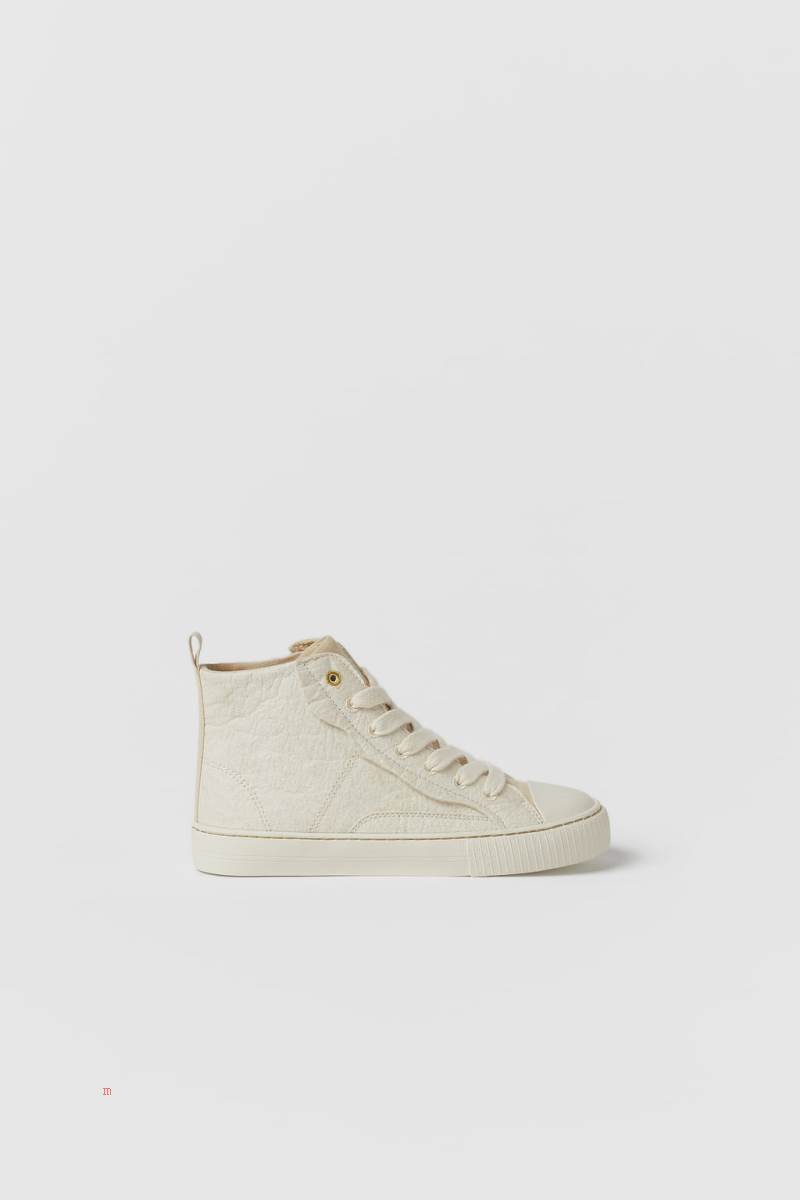 ZARA PIÑATEX® X ZARA HIGH-TOP Sneakers Tjej Beige | KRJUL-6519
