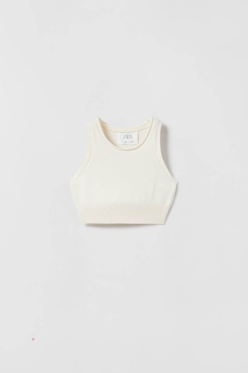 ZARA PLAIN KNIT TOP Tröjor Tjej Grå Vita | LQBRJ-0352