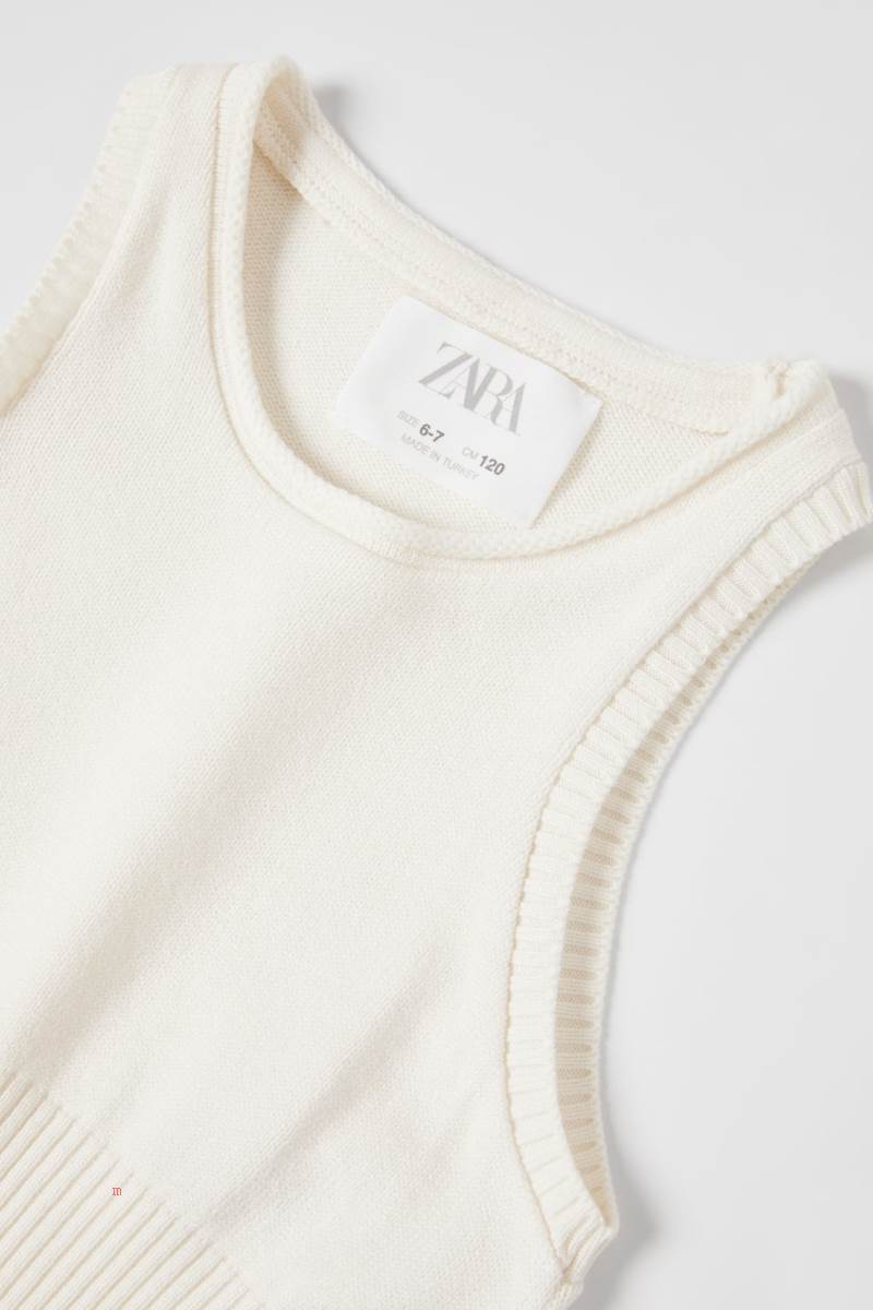 ZARA PLAIN KNIT TOP Tröjor Tjej Grå Vita | LQBRJ-0352