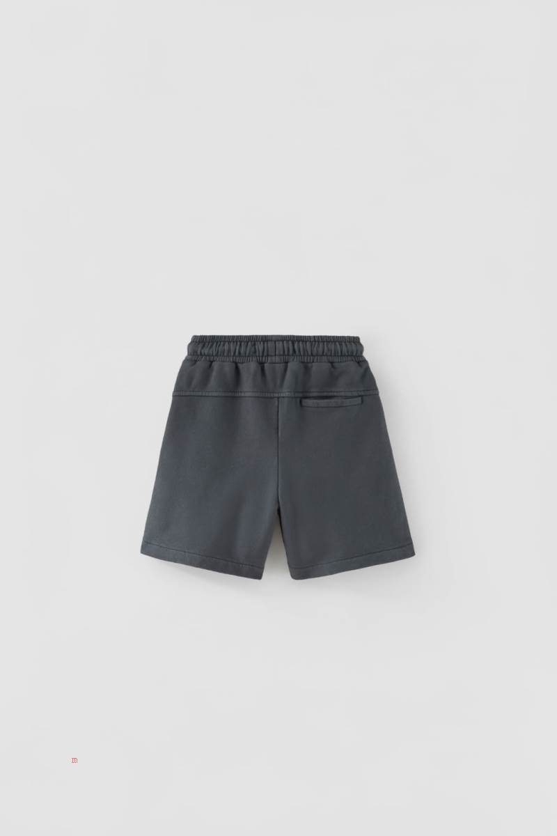 ZARA PLAIN PLUSH BERMUDA Shorts Pojke Mörkgrå | HSBGO-9563
