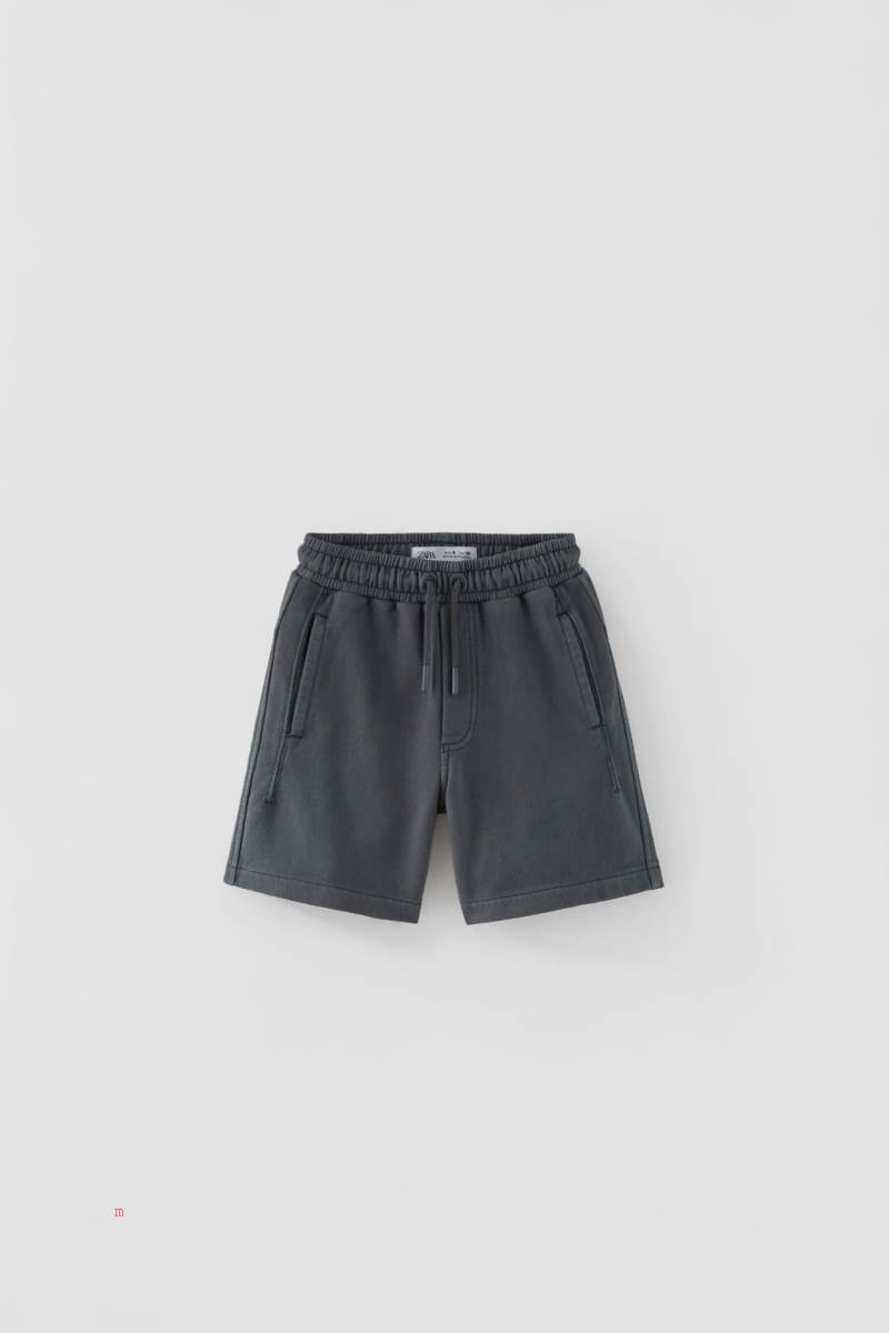 ZARA PLAIN PLUSH BERMUDA Shorts Pojke Mörkgrå | HSBGO-9563