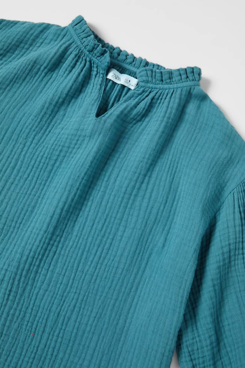 ZARA PLAIN TEXTURED OVERSIZE Blusar Tjej Blå | RADZJ-1674