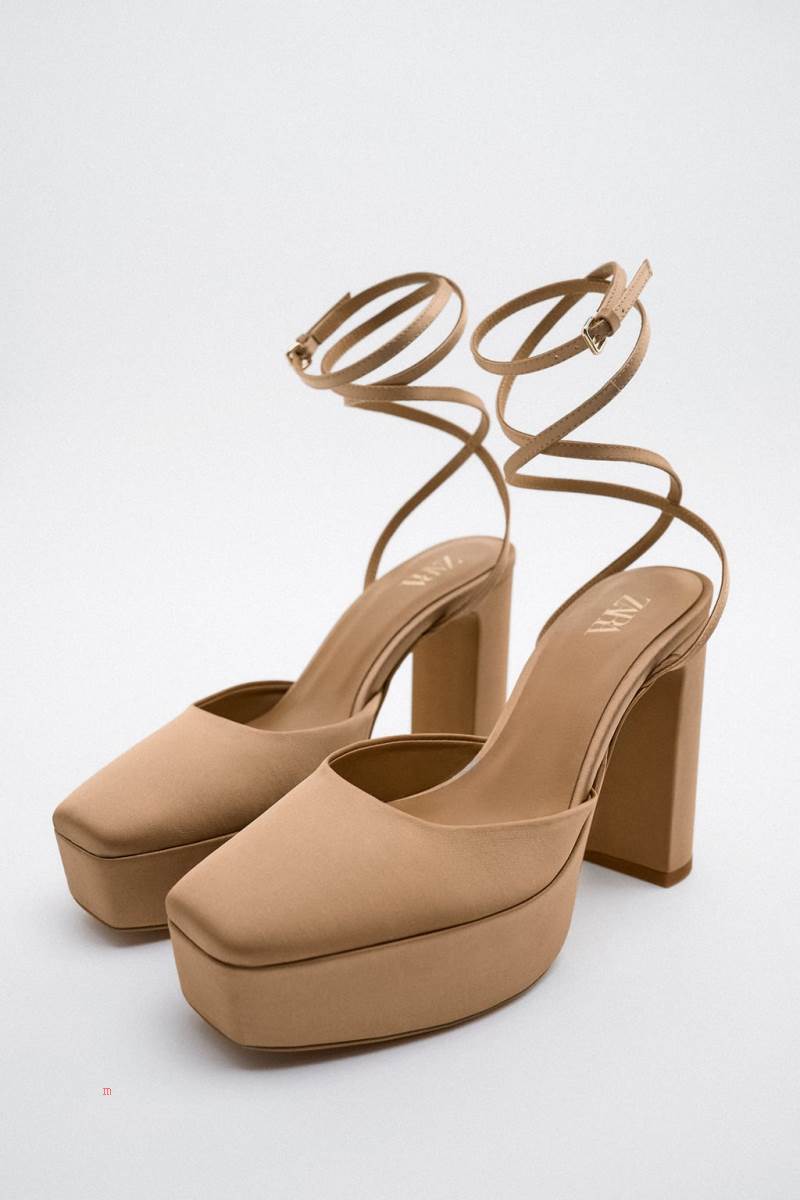 ZARA PLATFORM HIGH-HEEL Klackskor Dam Beige | QSXZV-8076