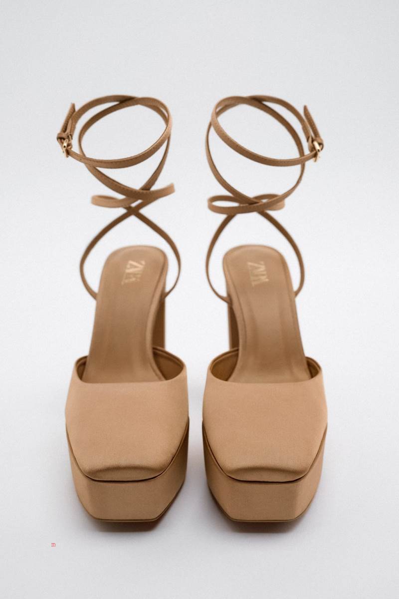 ZARA PLATFORM HIGH-HEEL Klackskor Dam Beige | QSXZV-8076