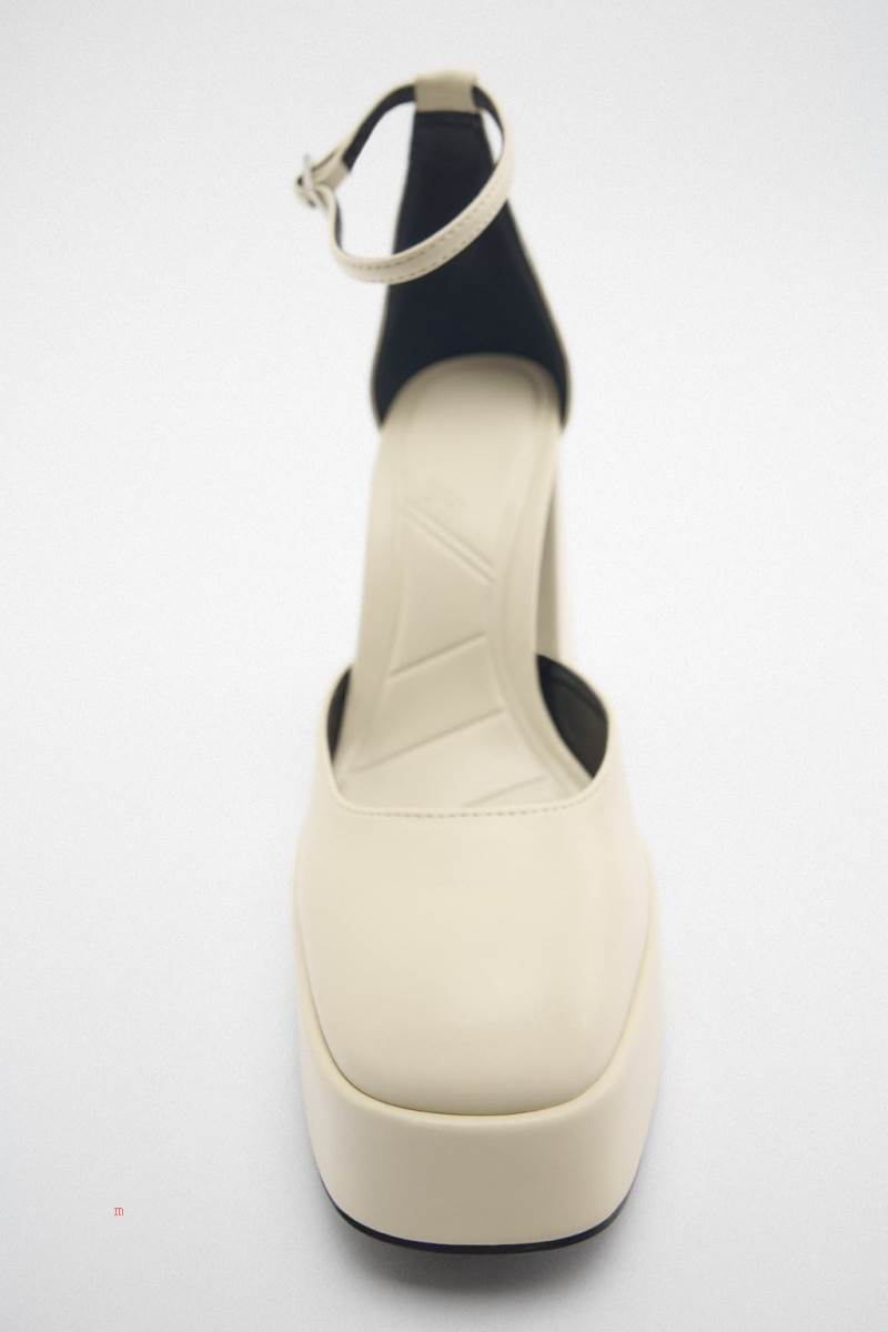 ZARA PLATFORM HIGH-HEEL Klackskor Dam Vita | YXSUI-1238