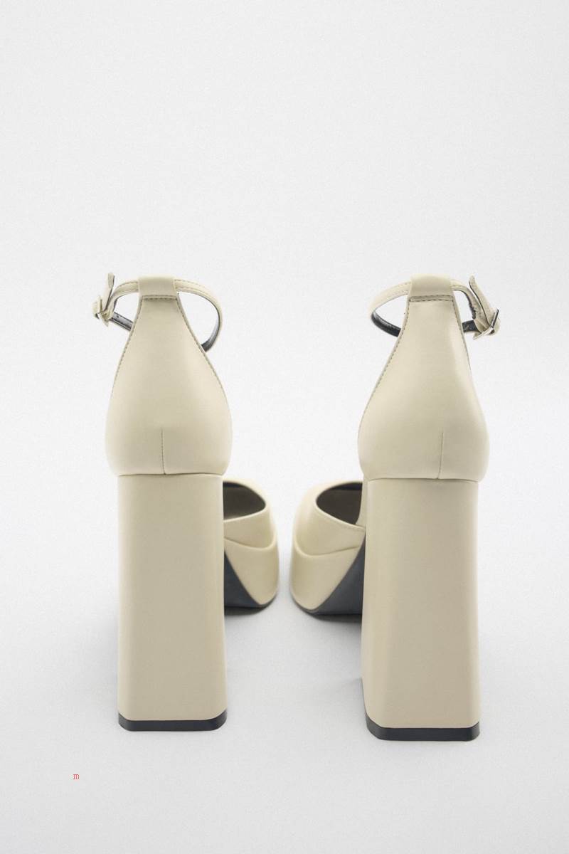 ZARA PLATFORM HIGH-HEEL Klackskor Dam Vita | YXSUI-1238