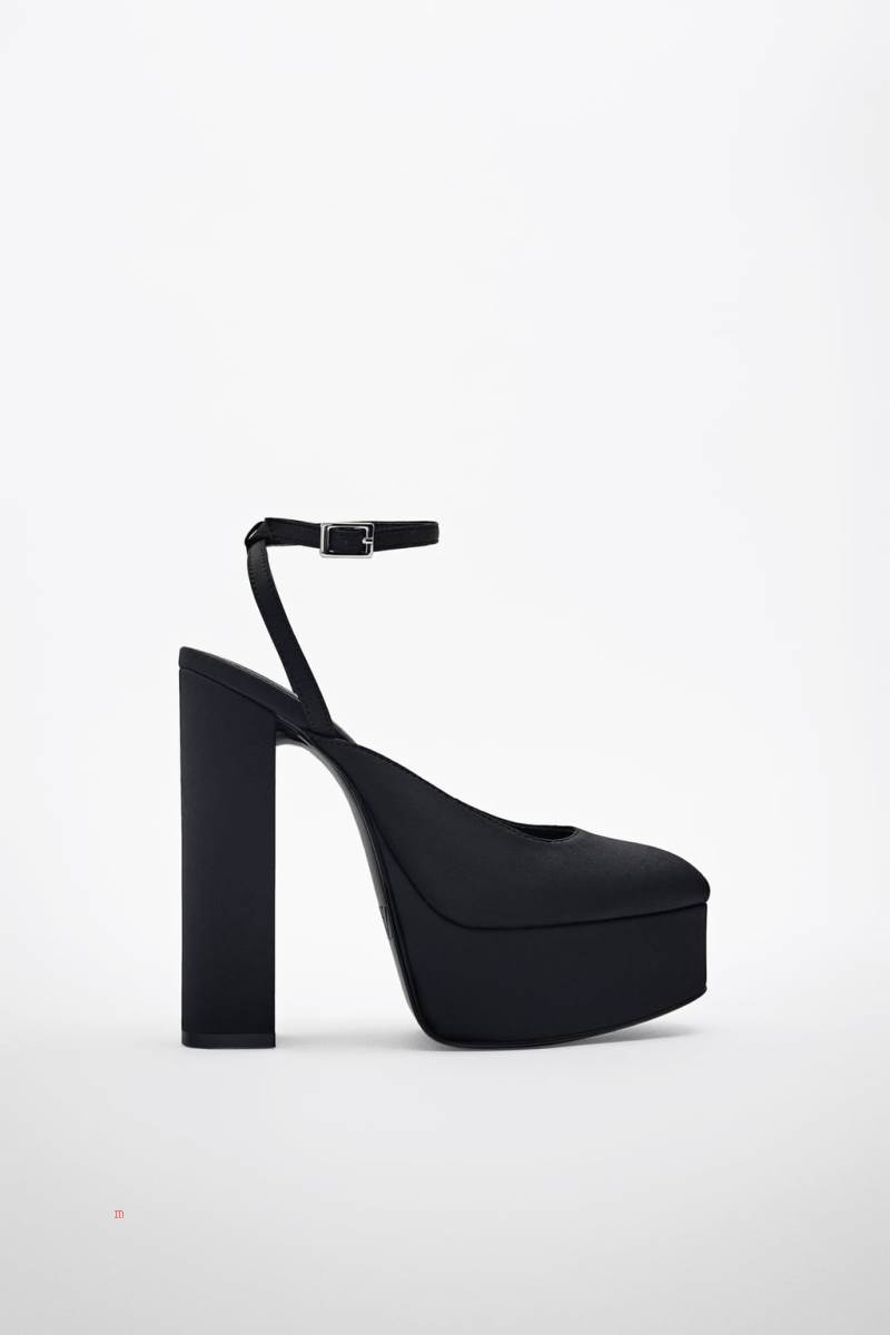 ZARA PLATFORM HIGH-HEEL SLINGBACK Högklackade Skor Dam Svarta | LDRAG-4531