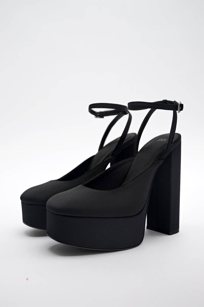 ZARA PLATFORM HIGH-HEEL SLINGBACK Högklackade Skor Dam Svarta | LDRAG-4531