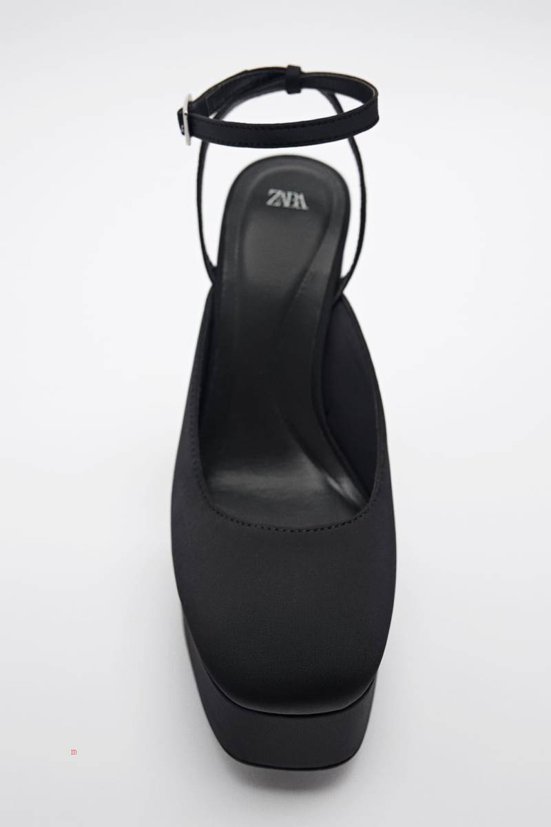 ZARA PLATFORM HIGH-HEEL SLINGBACK Högklackade Skor Dam Svarta | LDRAG-4531