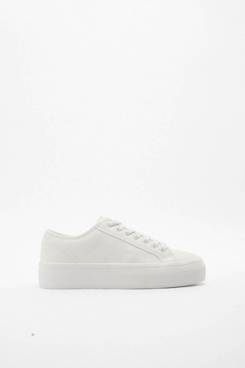 ZARA PLATFORM Träningsskor Dam Vita | XEQFV-5821