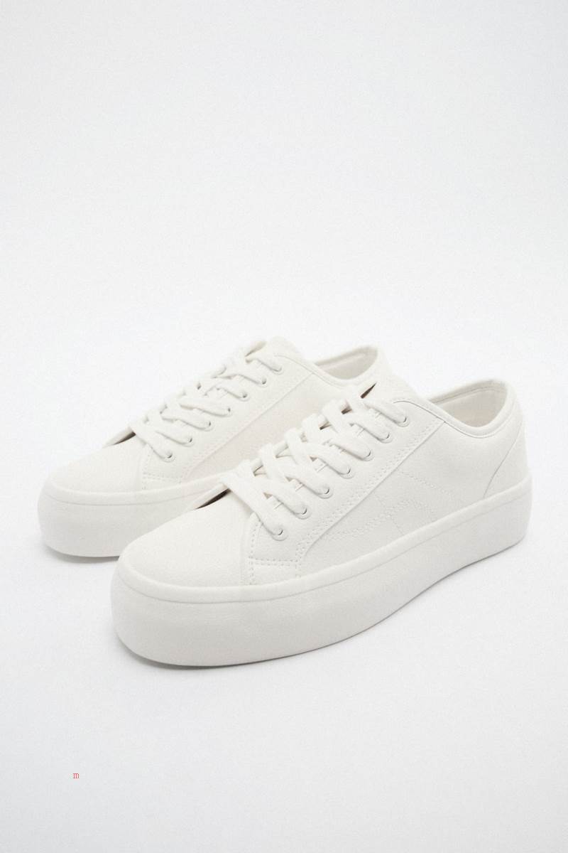 ZARA PLATFORM Träningsskor Dam Vita | XEQFV-5821