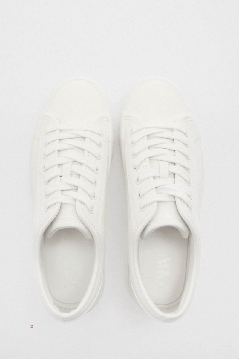 ZARA PLATFORM Träningsskor Dam Vita | XEQFV-5821