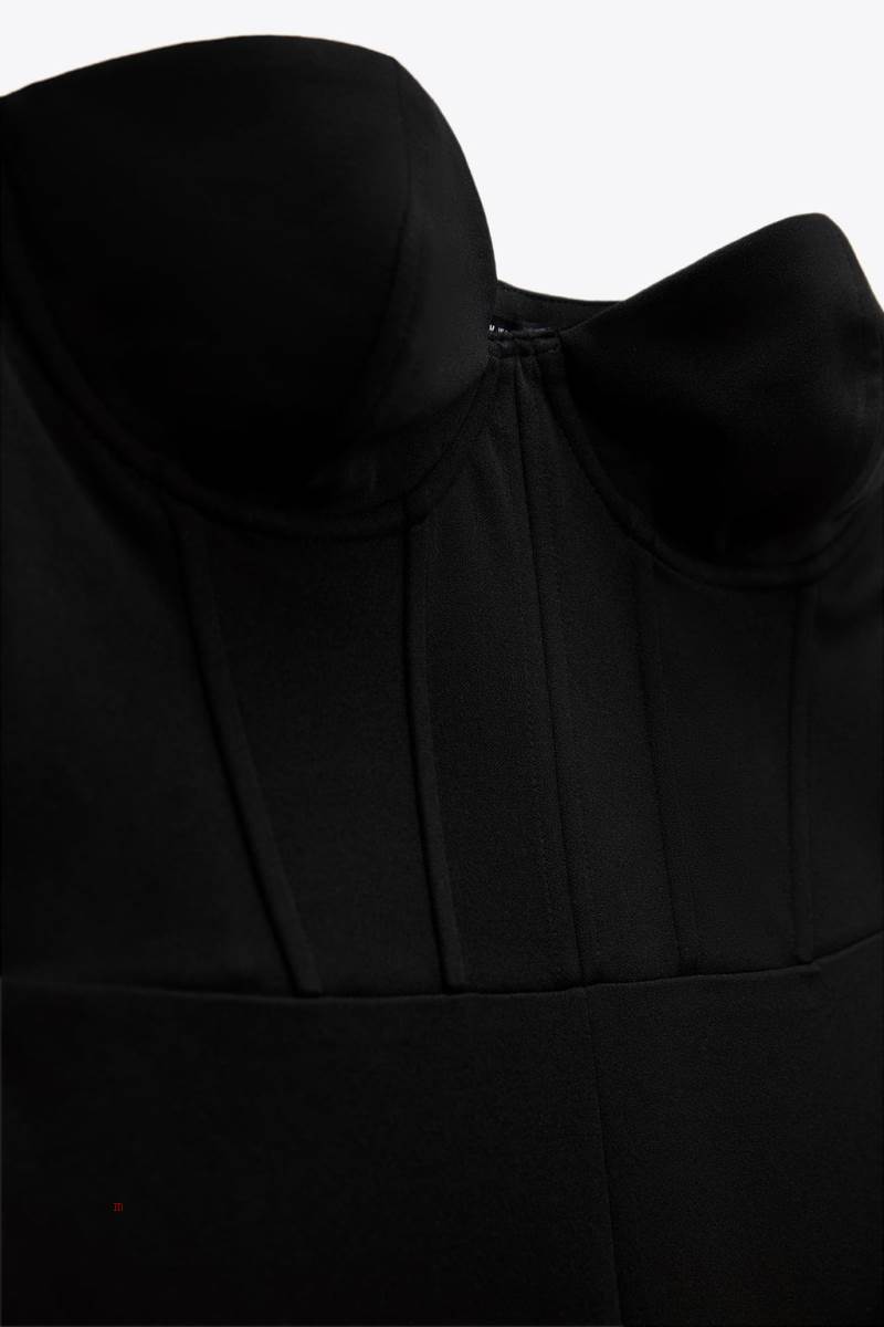 ZARA PLAYSUIT WITH SWEETHEART NECKLINE Playsuit Dam Svarta | TUMGN-9341