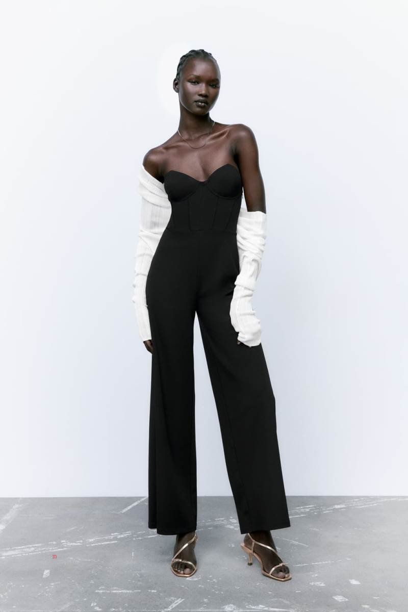 ZARA PLAYSUIT WITH SWEETHEART NECKLINE Playsuit Dam Svarta | TUMGN-9341