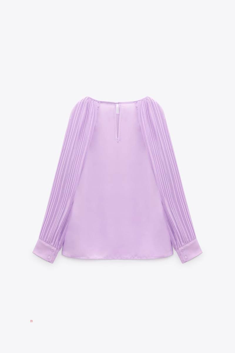ZARA PLEATED CAPE SLEEVE Blusar Dam Ljuslila | NJDRM-7104