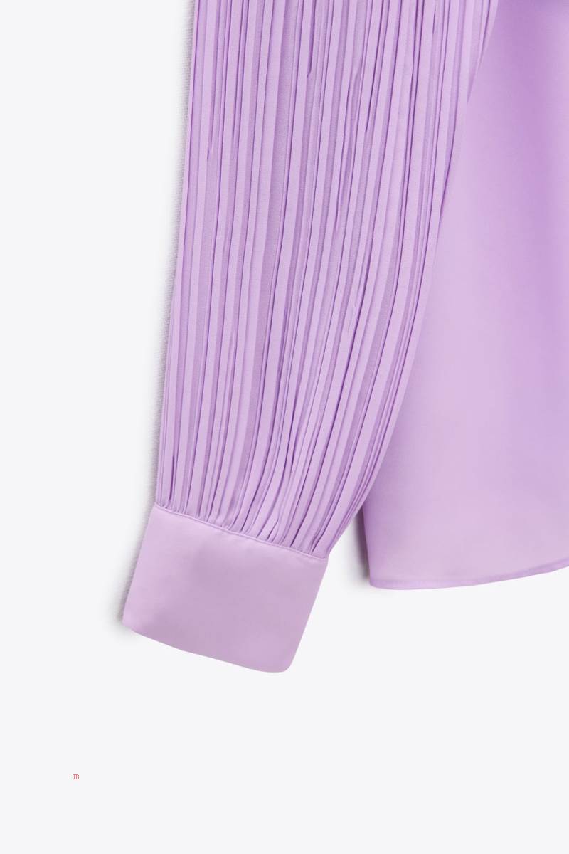 ZARA PLEATED CAPE SLEEVE Blusar Dam Ljuslila | NJDRM-7104