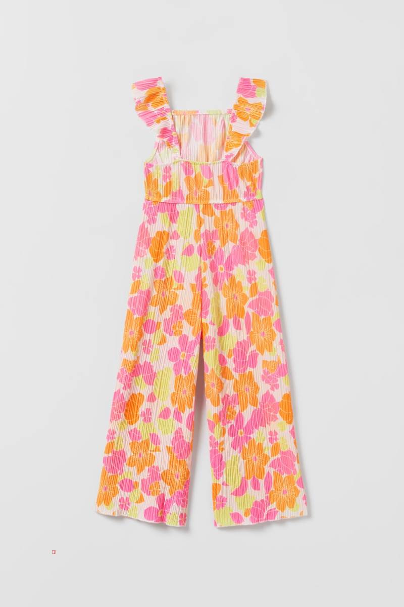 ZARA PLEATED FLORAL Jumpsuit Tjej Rosa | HBATC-2480